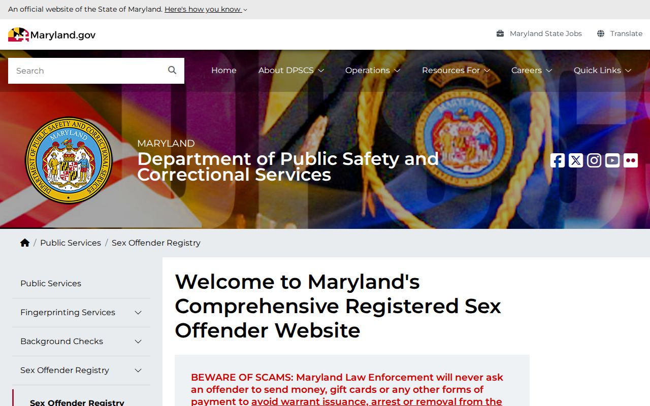 Montgomery County public records Maryland offender registry gateway