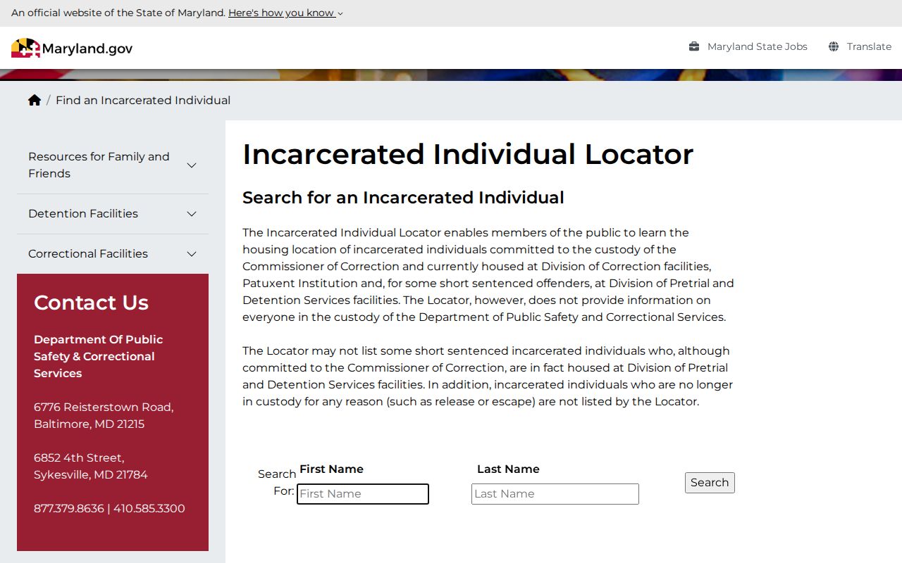 Montgomery County public records state custody locator